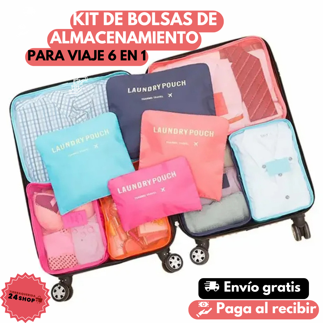 KIT VIAJERO ORGANIZADOR 6 EN 1