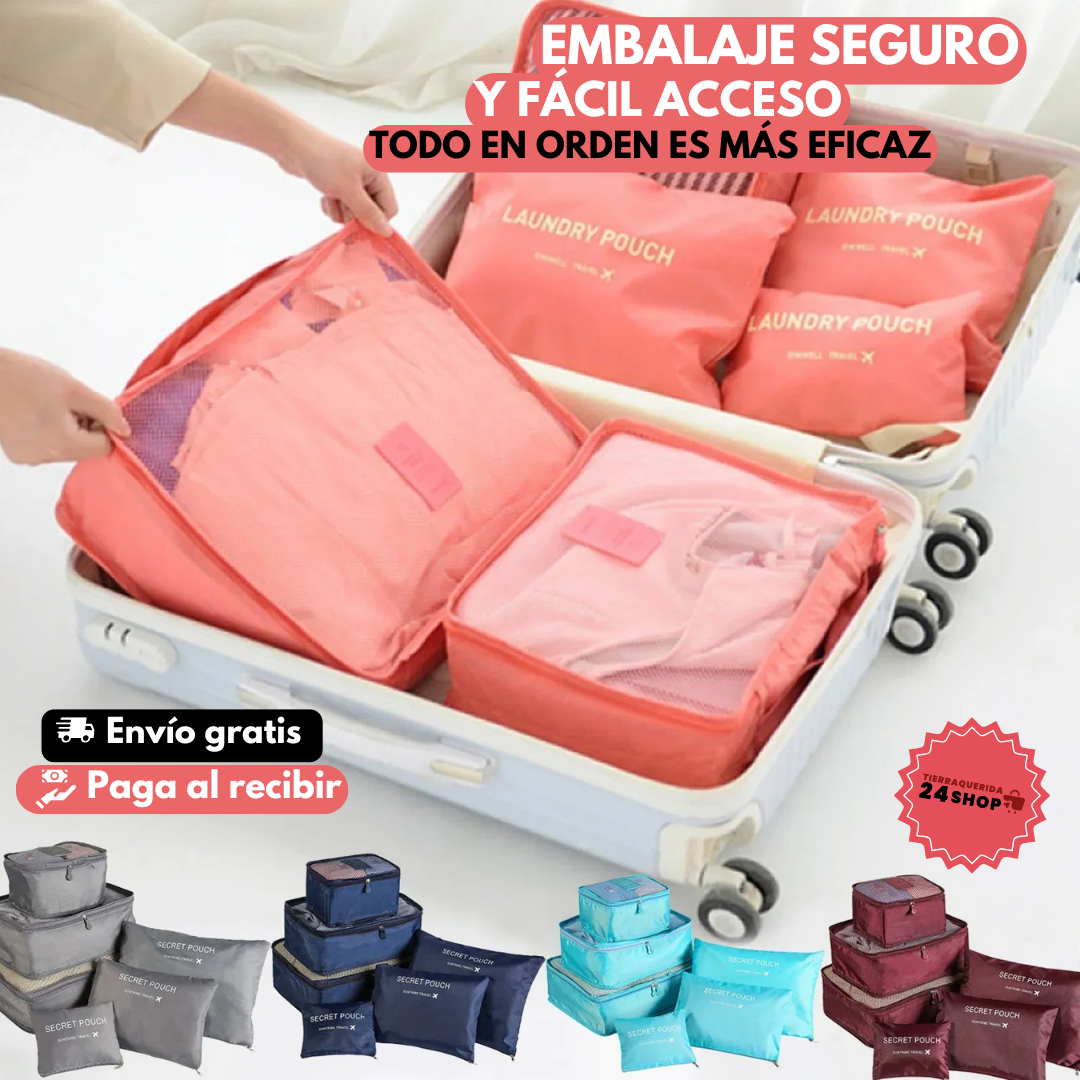 KIT VIAJERO ORGANIZADOR 6 EN 1